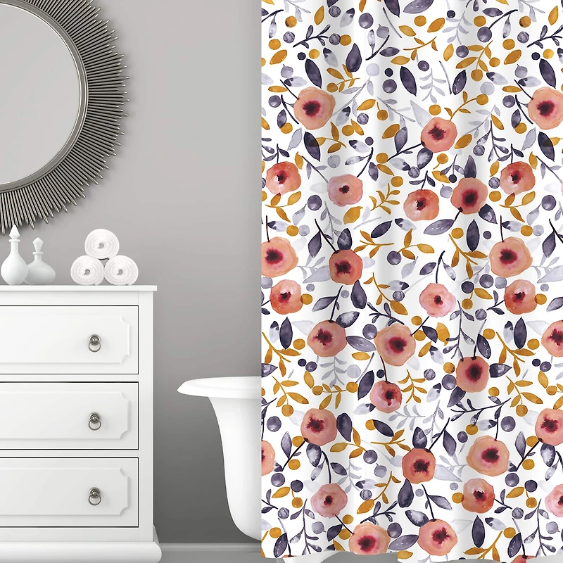 Bath Bliss Floral Design Shower Curtain