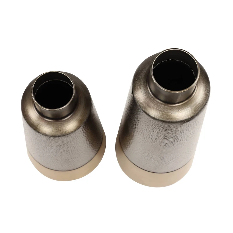 The Novogratz Set of 2 Dark Grey Metal Rustic Vase, 20", 15"