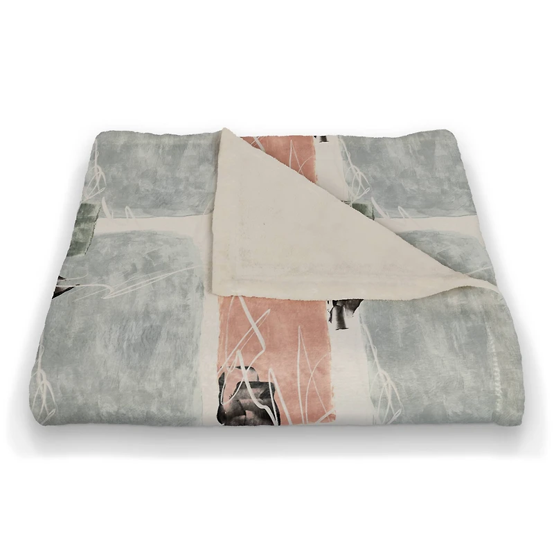 Blue and Pink Abstract 50" x 60" Coral Fleece Blanket