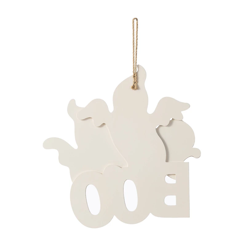 Glitzhome® 14"H Halloween Wooden Ghoost BOO Door Hanger