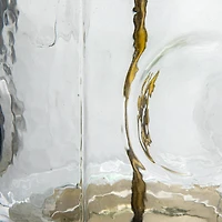 Hello Honey® 25" Clear and Navy Embossed Blown Glass Table Lamp with Velvet Shade