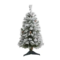 3ft. Unlit Flocked White River Mountain Pine & Pinecones Artificial Christmas Tree