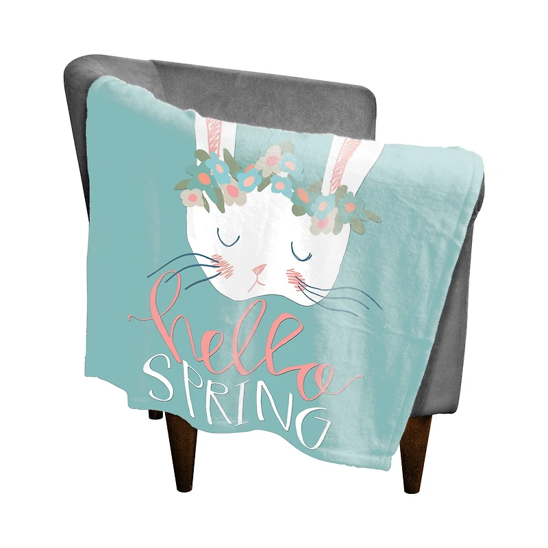 Hello Spring Bunny Throw Blanket