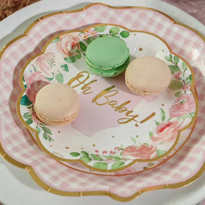 Kate Aspen® Pink Floral Baby Shower Onesie Tableware Set