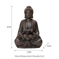 Glitzhome® 28.25" Zen-Style Meditating Buddha Statue Outdoor Fountain with LED Light