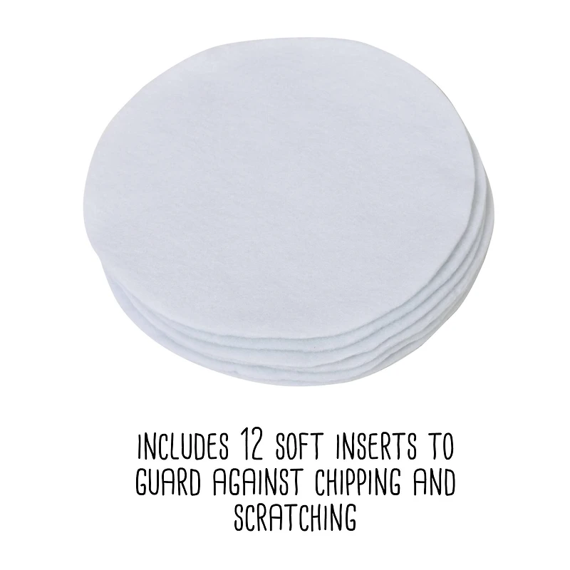 Honey Can Do 12" Gray Round Dinnerware Storage Box