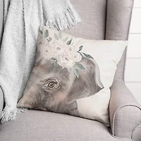 Floral Elephant 18" x 18" Indoor/Outdoor Pillow