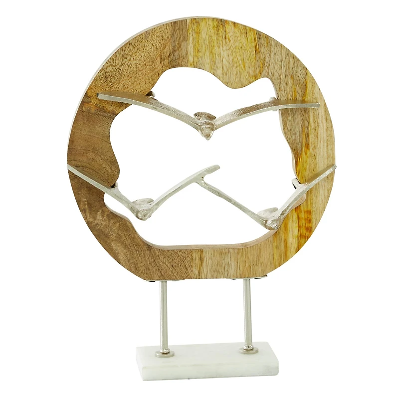 Silver Aluminum Contemporary Sculpture, Bird 13" x 10" x 3"