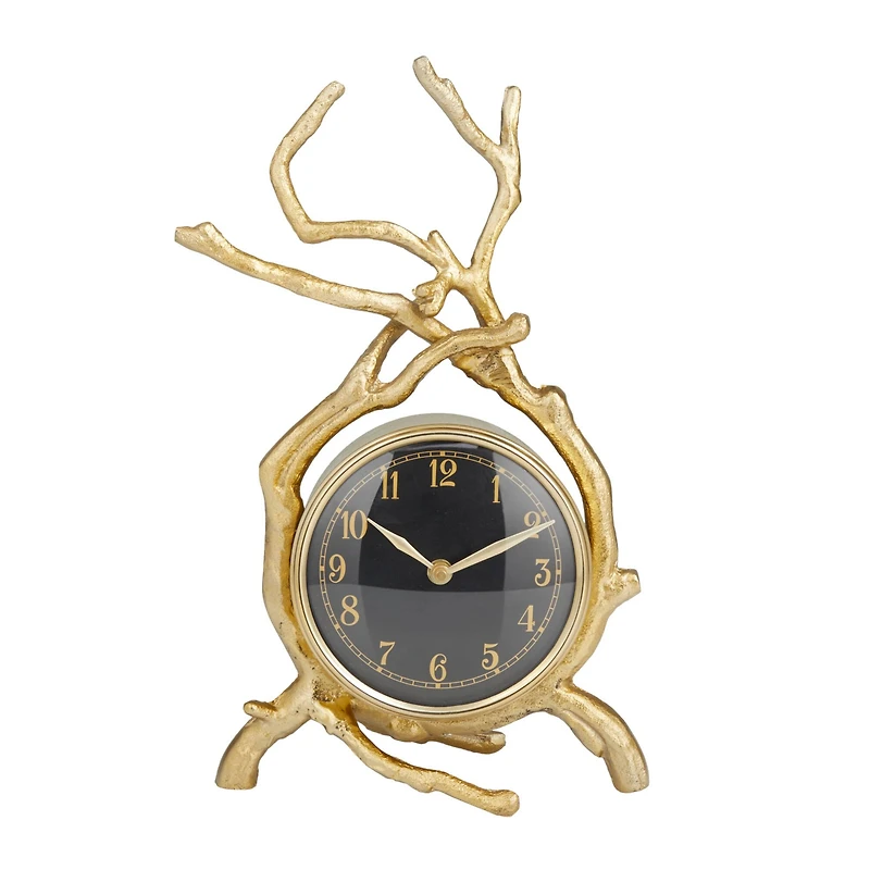 Gold Contemporary Abstract Clock, 8" x 4" x 13"