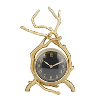 Gold Contemporary Abstract Clock, 8" x 4" x 13"