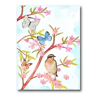 Designart - Clever Bird Sitting On Branch of A Spring Tree