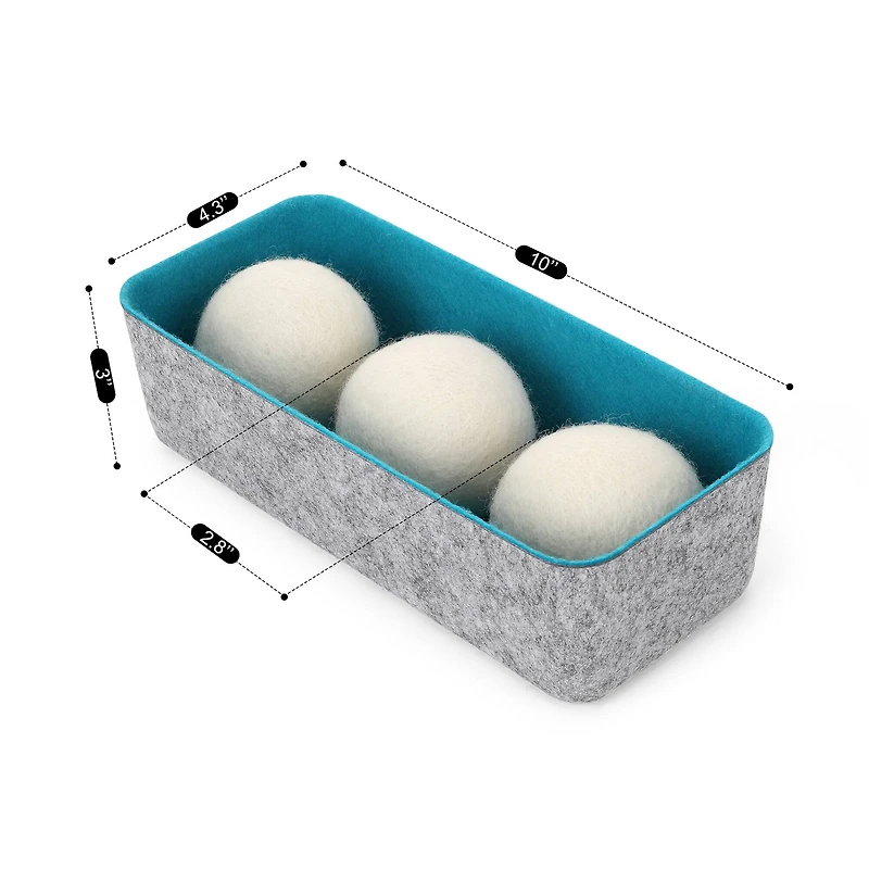 Welaxy Felt 3 Wool Dryer Balls with Turquoise Storage Tray