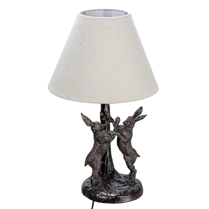 Hello Honey® 18.5" Brown & Natural Bunny Rabbit Table Lamp with Linen Empire Shade