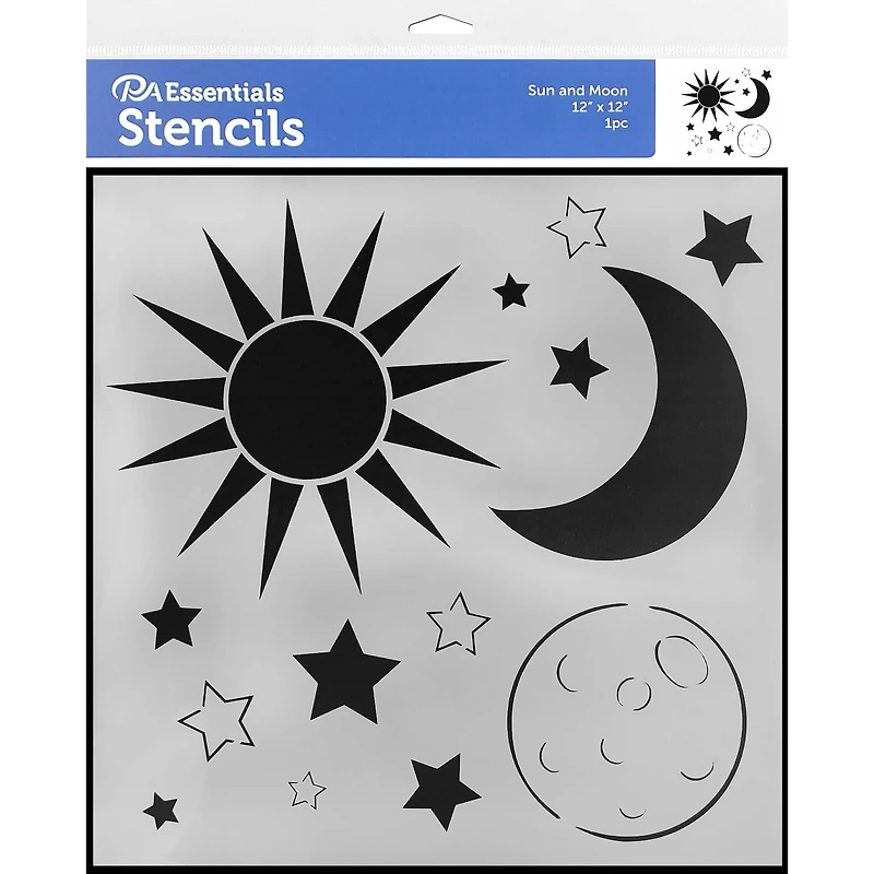 PA Essentials Sun & Moon Stencil, 12" x 12"