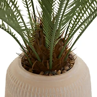 3ft. Green Sago Palm Faux Foliage Artificial Plant with Pink Ceramic Pot