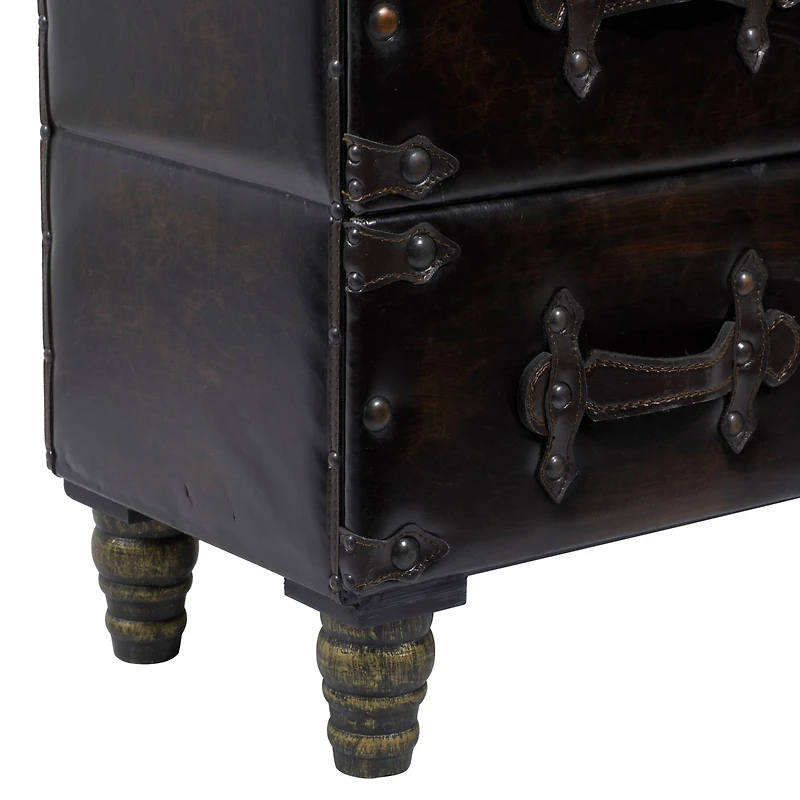 32" Black Faux Leather & Cedar Traditional Chest