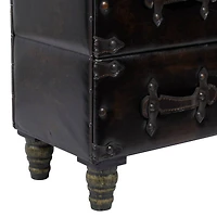 32" Black Faux Leather & Cedar Traditional Chest