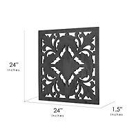 American Art Décor™ 24" Black Hand-Carved Square Arabesque Wall Medallion