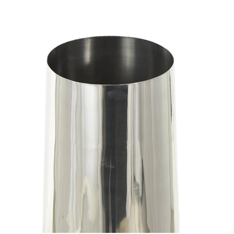Silver Stainless Steel Metal Minimalistic Tall Floor Cone Vase