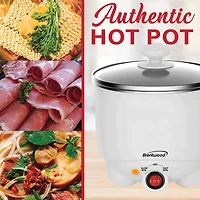 Brentwood White 1.1qt. 400 Watt Stainless Steel Electric Hot Pot Cooker & Food Steamer