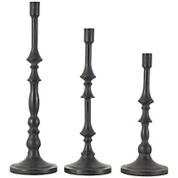 Black Metal Turned Style Candle Holder Set