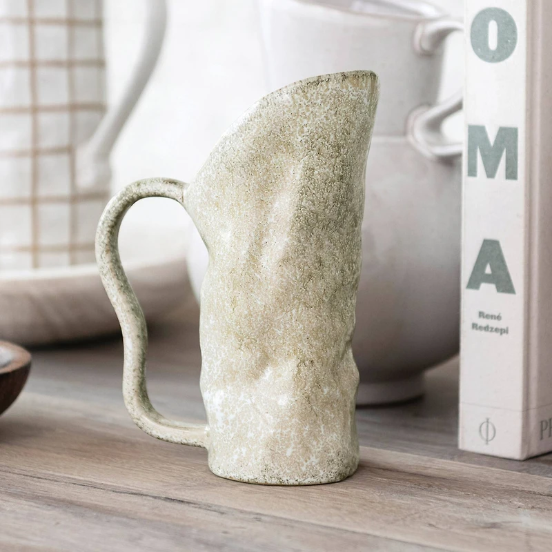 Hello Honey® 12oz. Green Reactive Glaze Organic Shaped Stoneware Pitcher