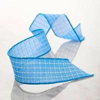 1.5" x 3yd. Faux Linen Wired Grid Ribbon by Celebrate It™ Classic