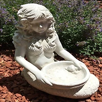 Santa's Workshop 15.6" Antique White Cold Cast Mermaid Bird Bath