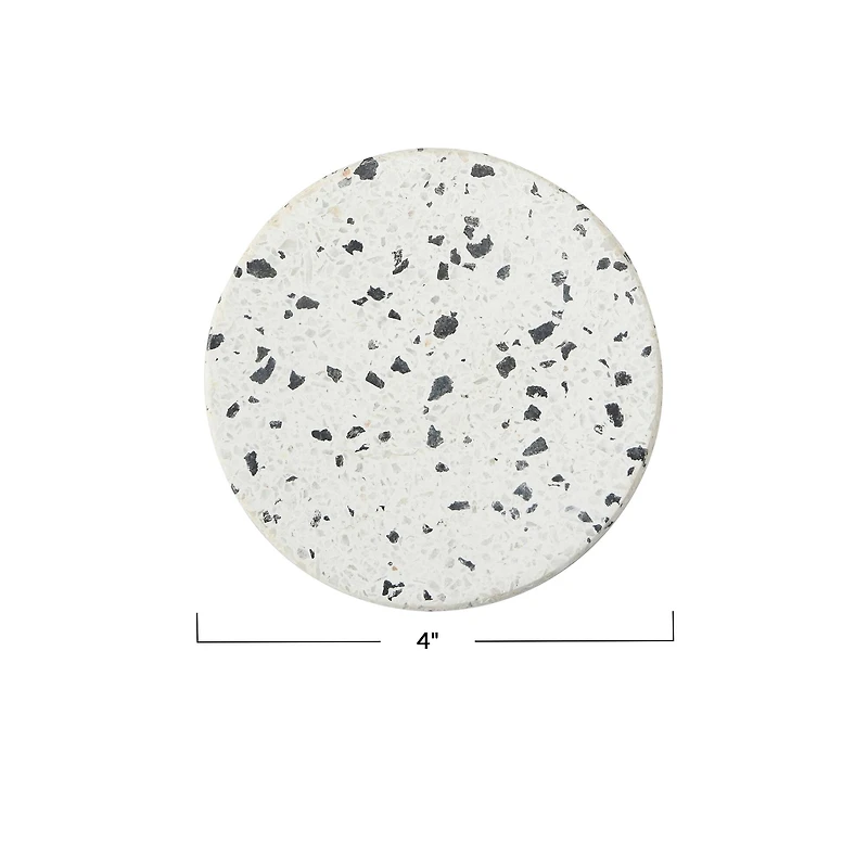 Hello Honey® White Round Terrazzo Coaster Set