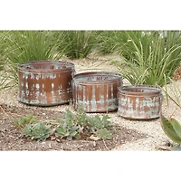 Copper Metal Rustic Planter Set