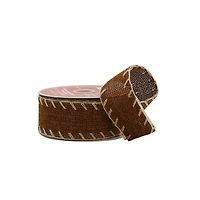 1.5" x 25ft. Brown Whip Stitched Wired Ribbon by Celebrate It®
