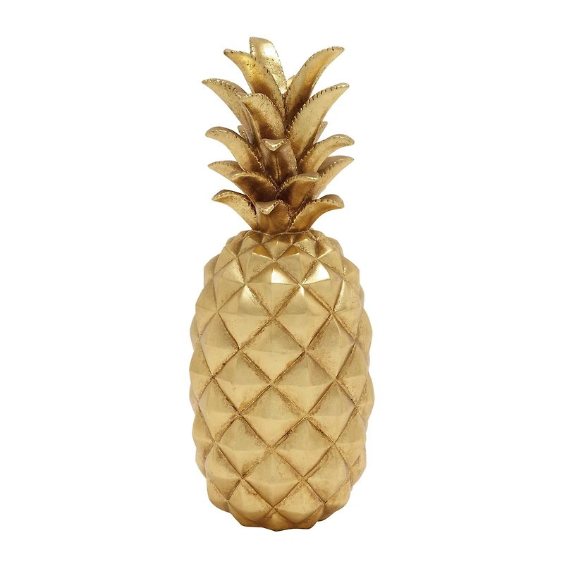 Gold Polystone Traditional Decorative Pineapple , 18" x 7" x 7"