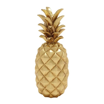 Gold Polystone Traditional Decorative Pineapple , 18" x 7" x 7"