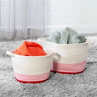 Honey Can Do Red & White Ombré Nesting Cotton Rope Storage Basket Set