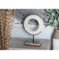 CosmoLiving by Cosmopolitan 14" White Geometric Marble Sculpture