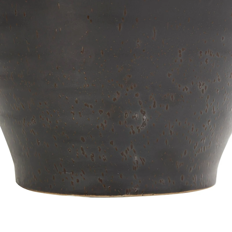 20" Black Ceramic Speckled Textured Amphora Vase