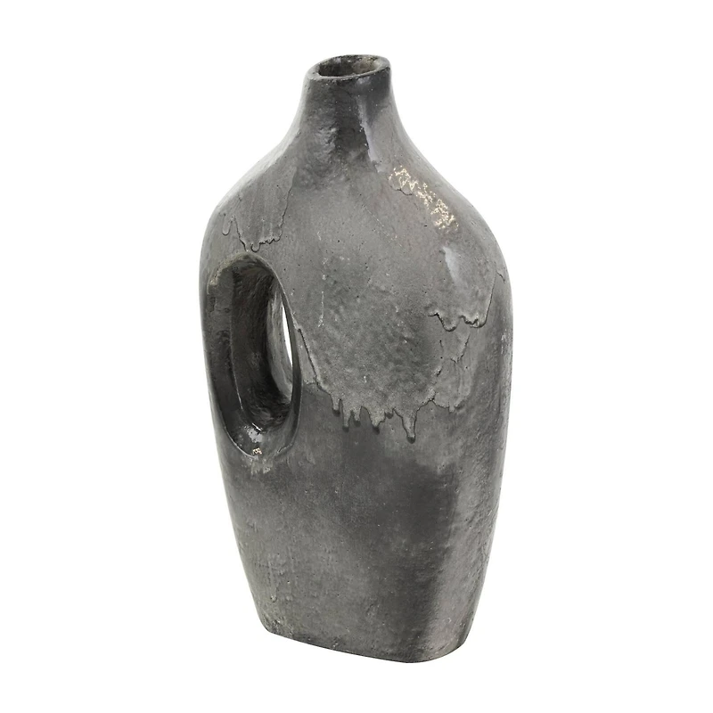 Gray Paper Mache Marble Inspired Decorative Vase with Cutout Handle