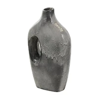 Gray Paper Mache Marble Inspired Decorative Vase with Cutout Handle