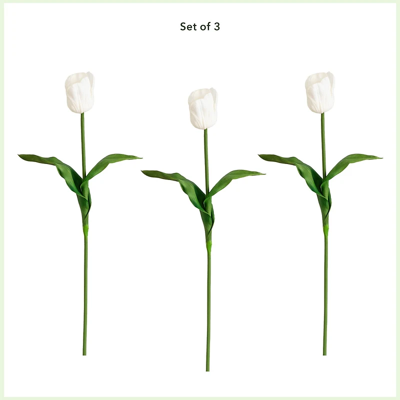 25" White Tulip Flower Stems, 3ct.