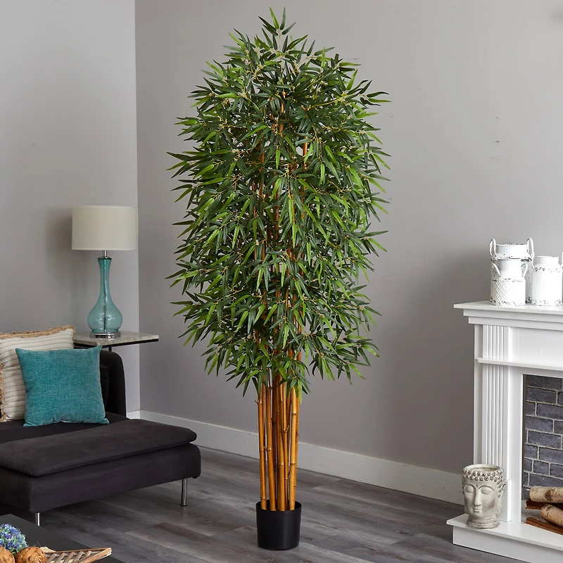 7ft. Potted Curved Bamboo Silk Tree