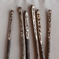 Hello Honey® 24" Natural Holiday Sentiment Wood Stakes, 6ct.