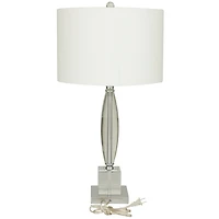 CosmoLiving by Cosmopolitan Clear Crystal Transparent Base Table Lamp with Drum Shade 15" x 15" x 29"