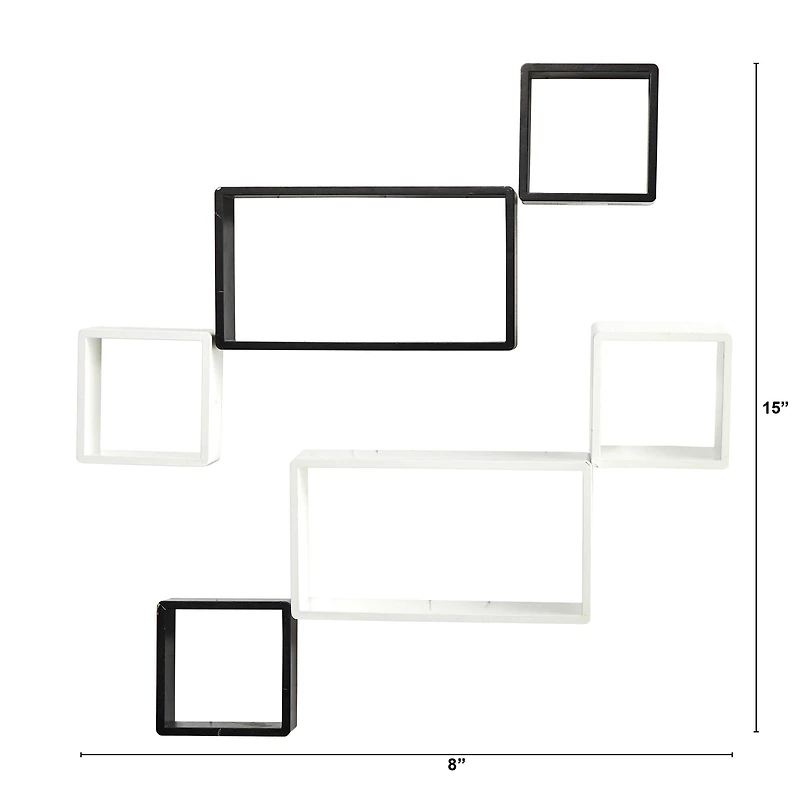 15" Modern Wall Art Décor Floating Shelves (Set of 6)