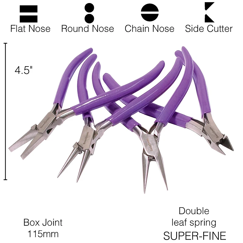 The Beadsmith® 4 Piece Purple Pliers Set