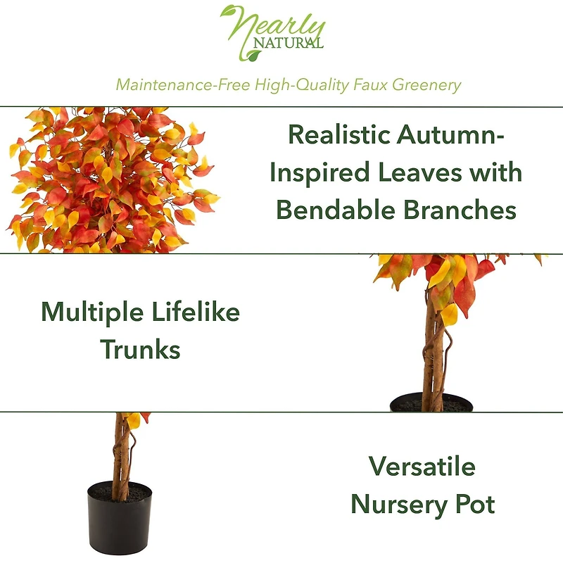 4ft. Orange Autumn Ficus Artificial Fall Tree