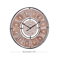 Brown Farmhouse Wood Wall Clock, 34" x 34"