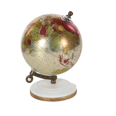 7" White Metal Modern Globe