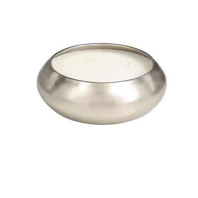 Sweet Bamboo Scented 4-Wick Candle in Wide Silver Bowl