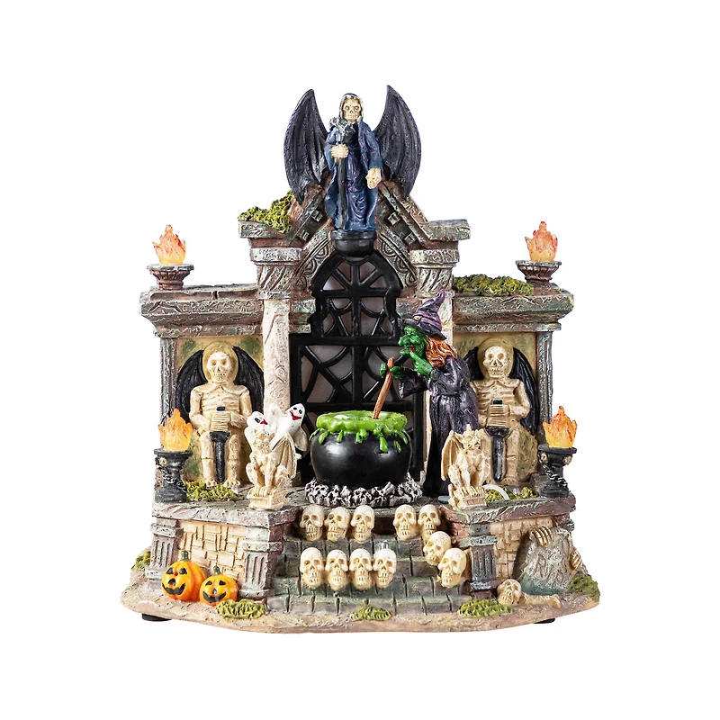 Glitzhome® 9.75"H Lighted Resin Halloween Haunted House Village