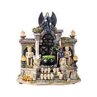 Glitzhome® 9.75"H Lighted Resin Halloween Haunted House Village